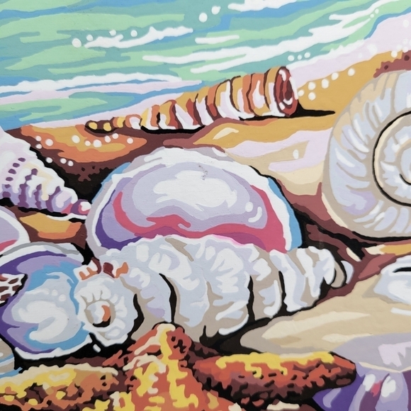 Shells Paint by Number Finished Acrylic Painting Finished 14 by 11 - Picture 11 of 17
